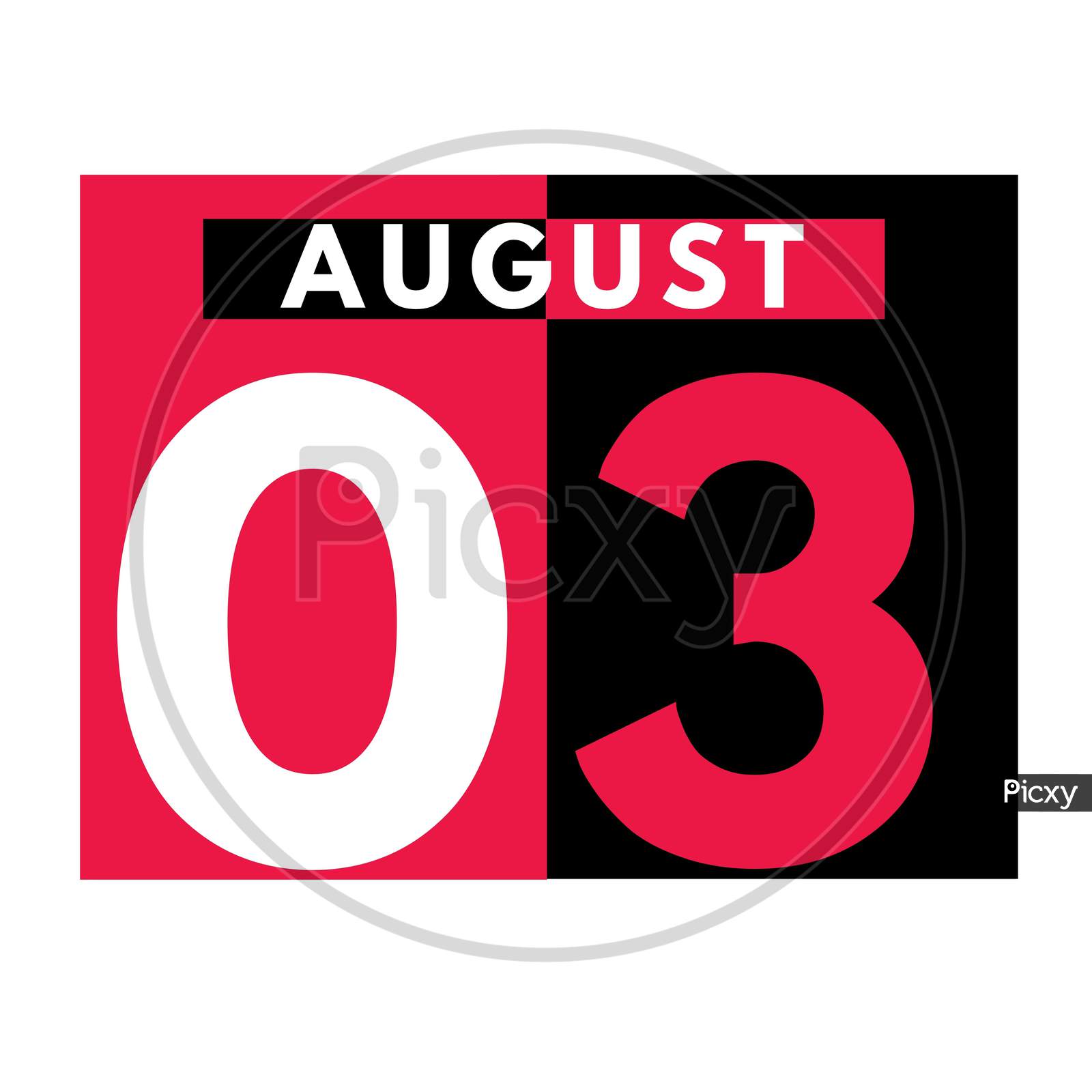 August 3 . Modern Daily Calendar Icon .Date ,Day, Month .Calendar For The Month Of August