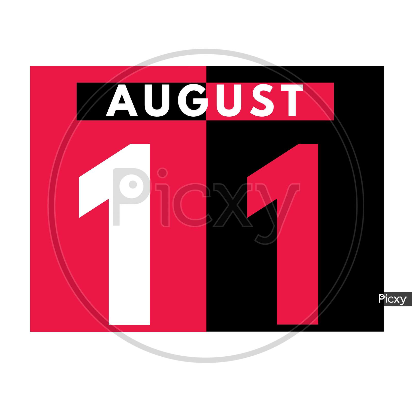 August 11 . Modern Daily Calendar Icon .Date ,Day, Month .Calendar For The Month Of August