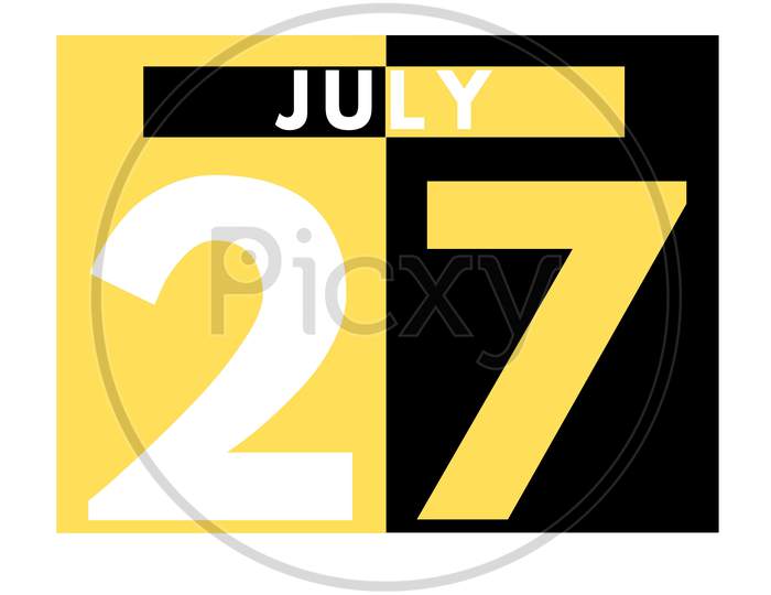July 27 . Modern Daily Calendar Icon .Date ,Day, Month .Calendar For The Month Of July