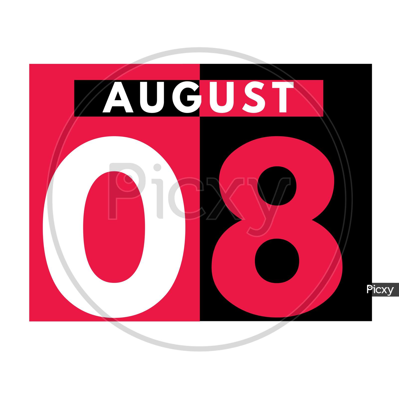 August 8 . Modern Daily Calendar Icon .Date ,Day, Month .Calendar For The Month Of August