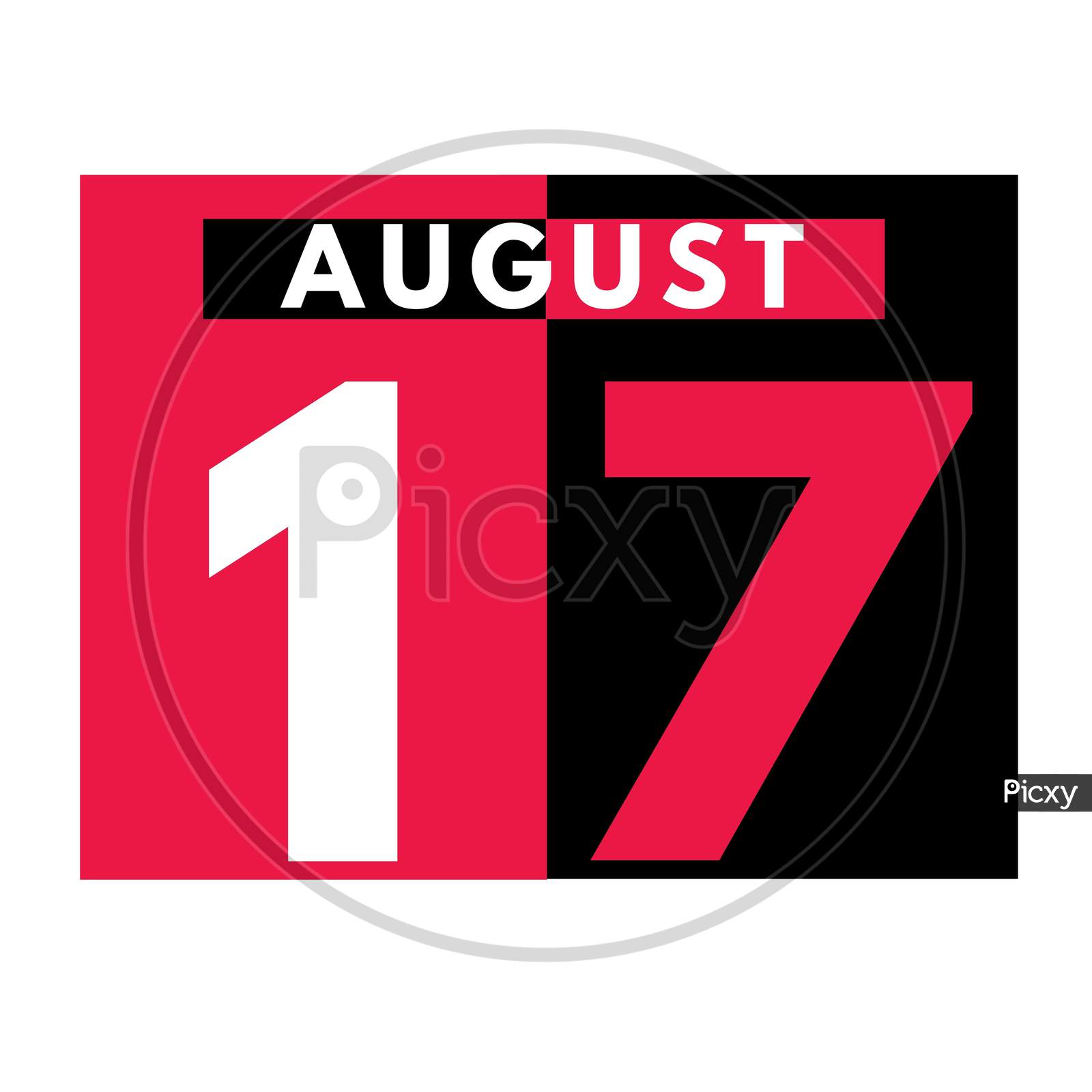 August 17 . Modern Daily Calendar Icon .Date ,Day, Month .Calendar For The Month Of August