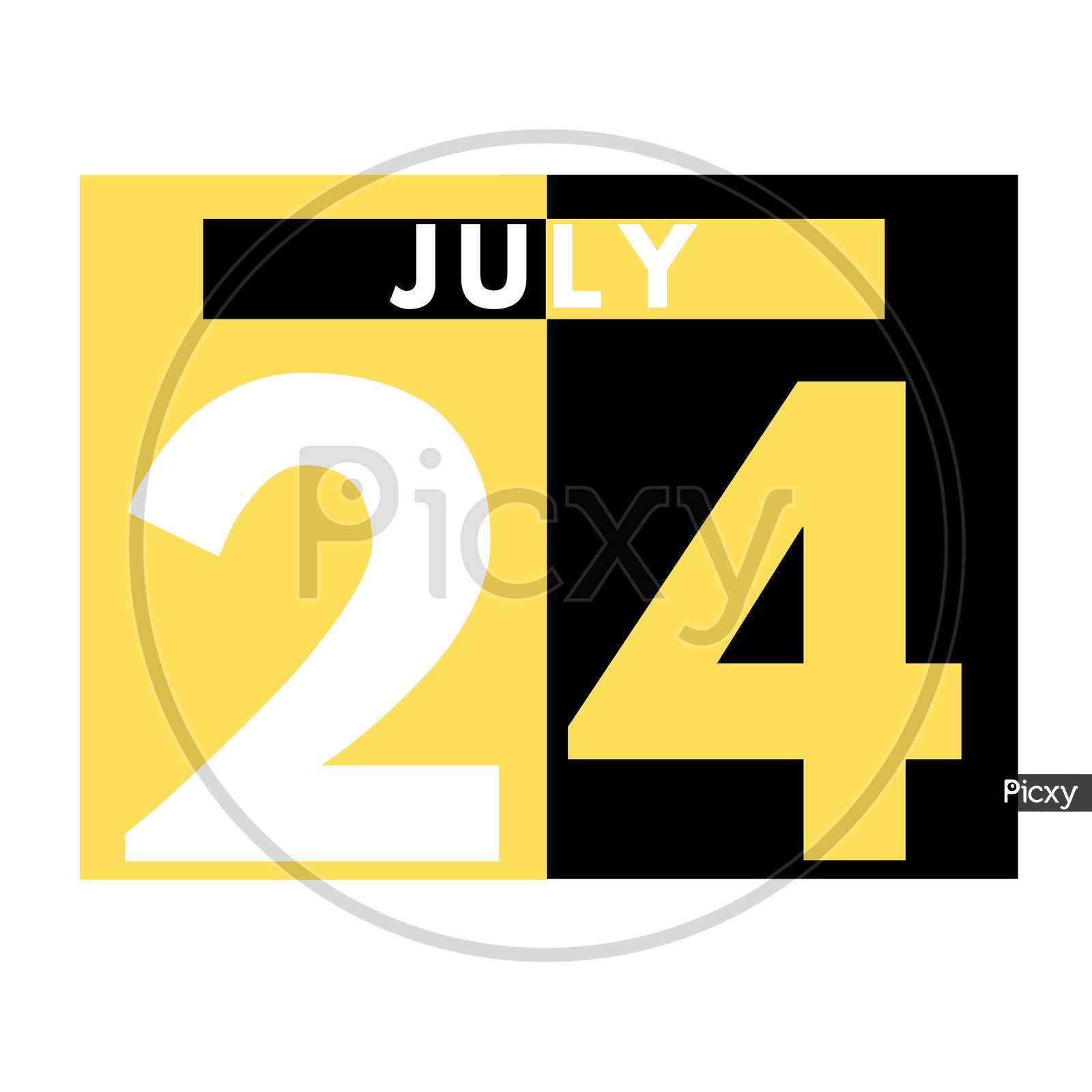 July 24 . Modern Daily Calendar Icon .Date ,Day, Month .Calendar For The Month Of July