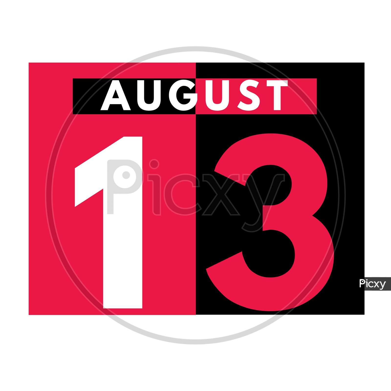 August 13 . Modern Daily Calendar Icon .Date ,Day, Month .Calendar For The Month Of August