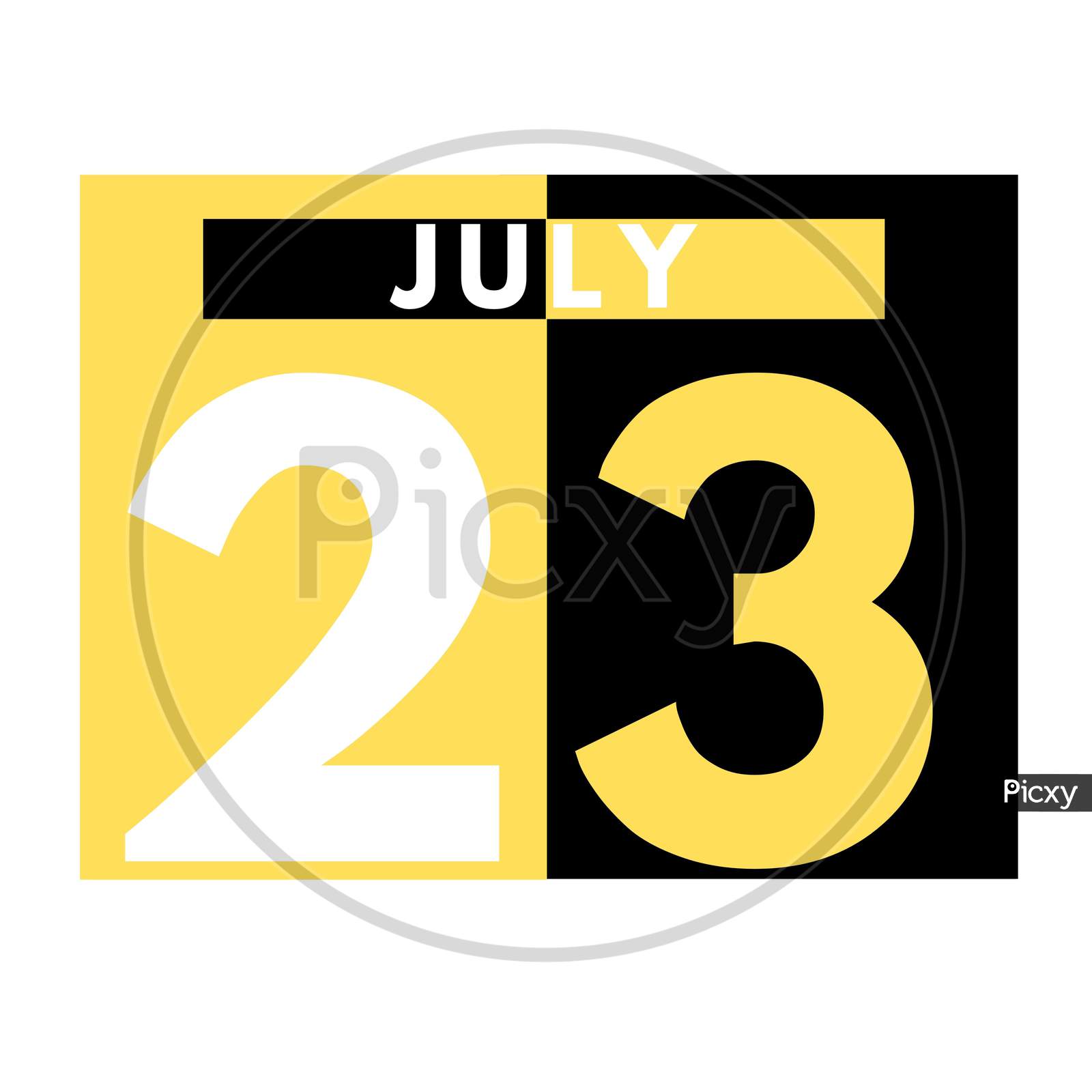 July 23 . Modern Daily Calendar Icon .Date ,Day, Month .Calendar For The Month Of July