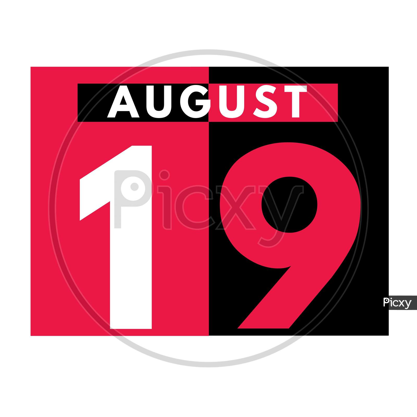 August 19 . Modern Daily Calendar Icon .Date ,Day, Month .Calendar For The Month Of August