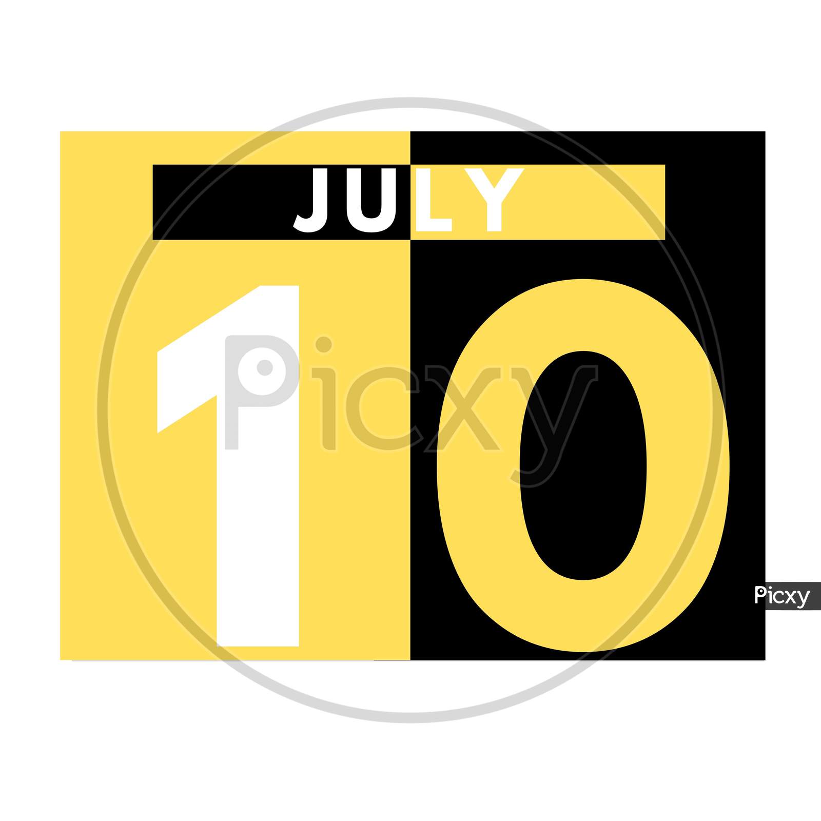 July 10 . Modern Daily Calendar Icon .Date ,Day, Month .Calendar For The Month Of July