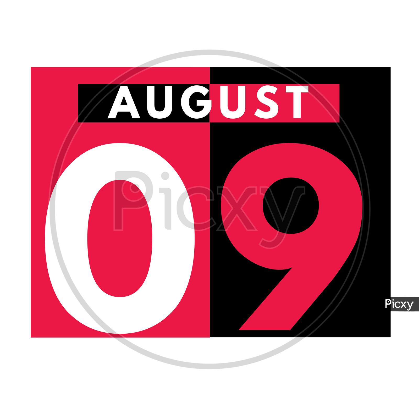 August 9 . Modern Daily Calendar Icon .Date ,Day, Month .Calendar For The Month Of August