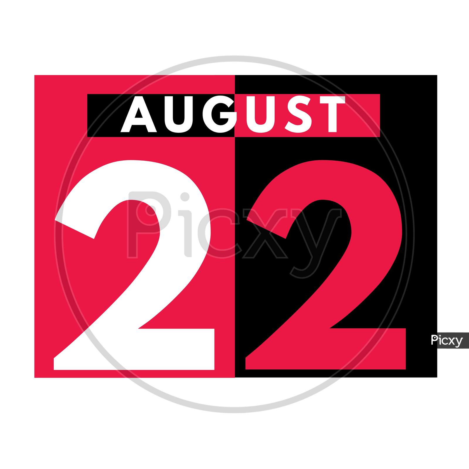 August 22 . Modern Daily Calendar Icon .Date ,Day, Month .Calendar For The Month Of August