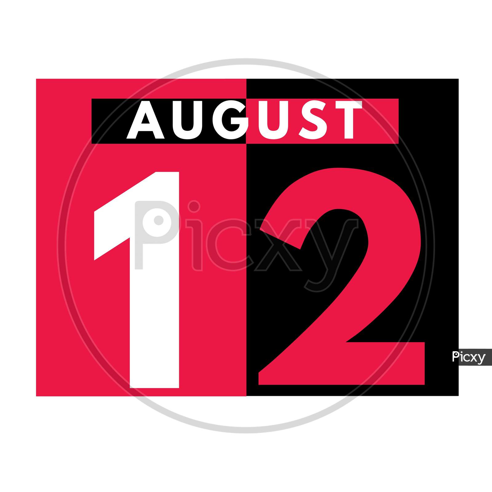 August 12 . Modern Daily Calendar Icon .Date ,Day, Month .Calendar For The Month Of August
