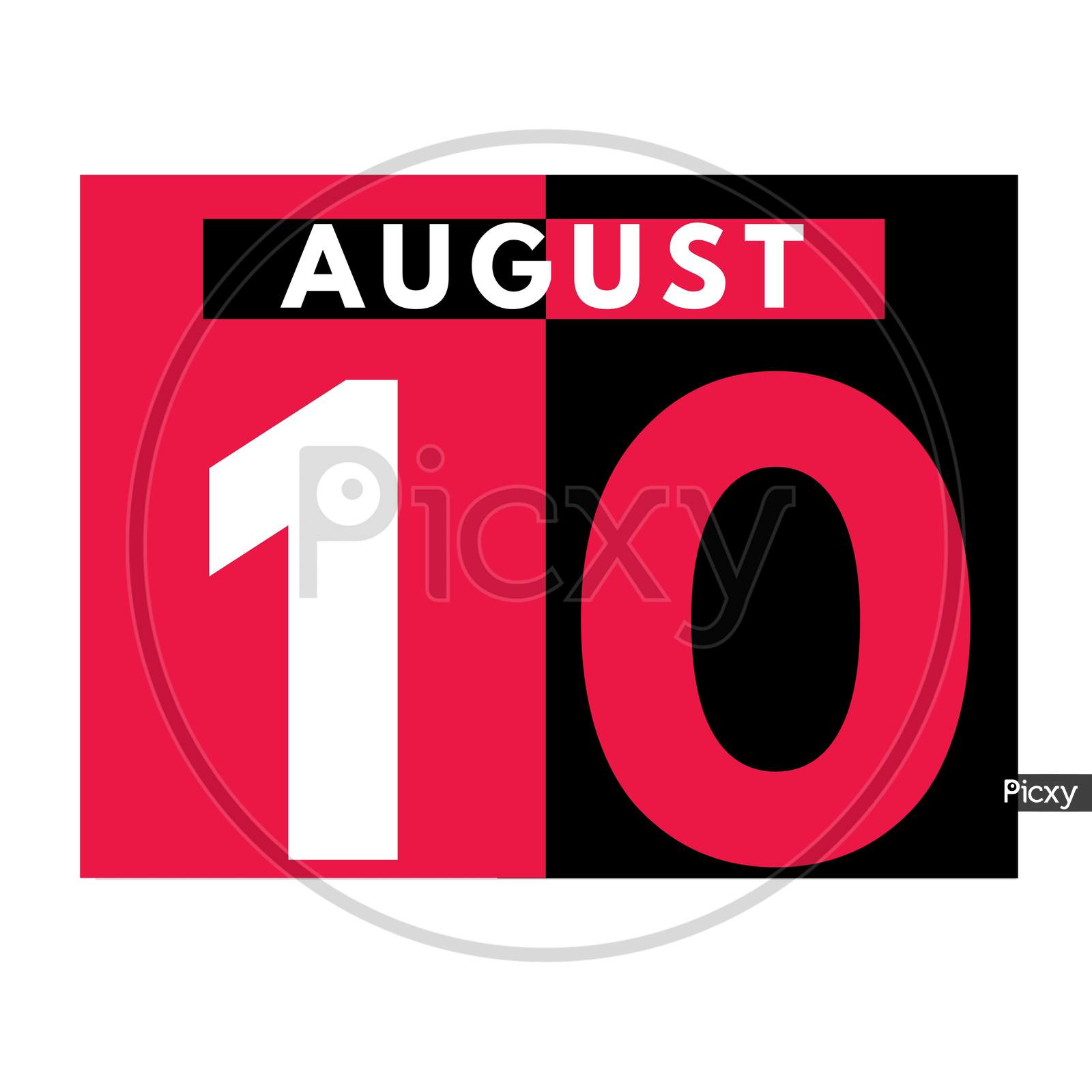August 10 . Modern Daily Calendar Icon .Date ,Day, Month .Calendar For The Month Of August