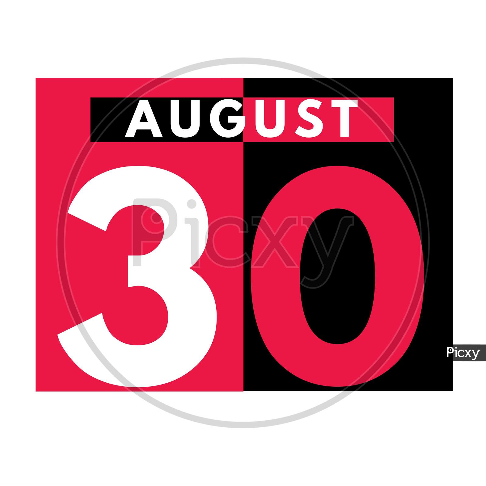 August 30 . Modern Daily Calendar Icon .Date ,Day, Month .Calendar For The Month Of August