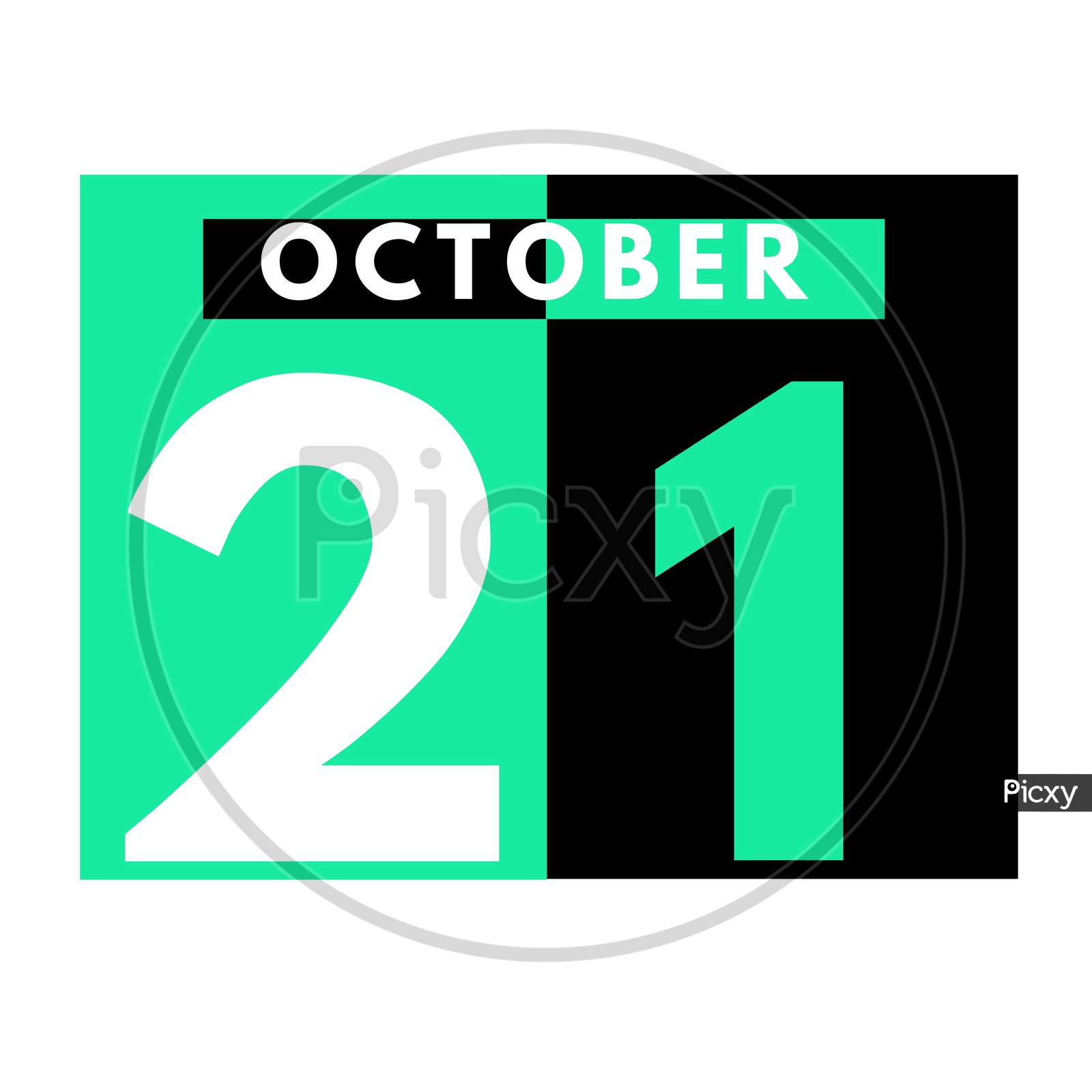 October 21 . Modern Daily Calendar Icon .Date ,Day, Month .Calendar For The Month Of October