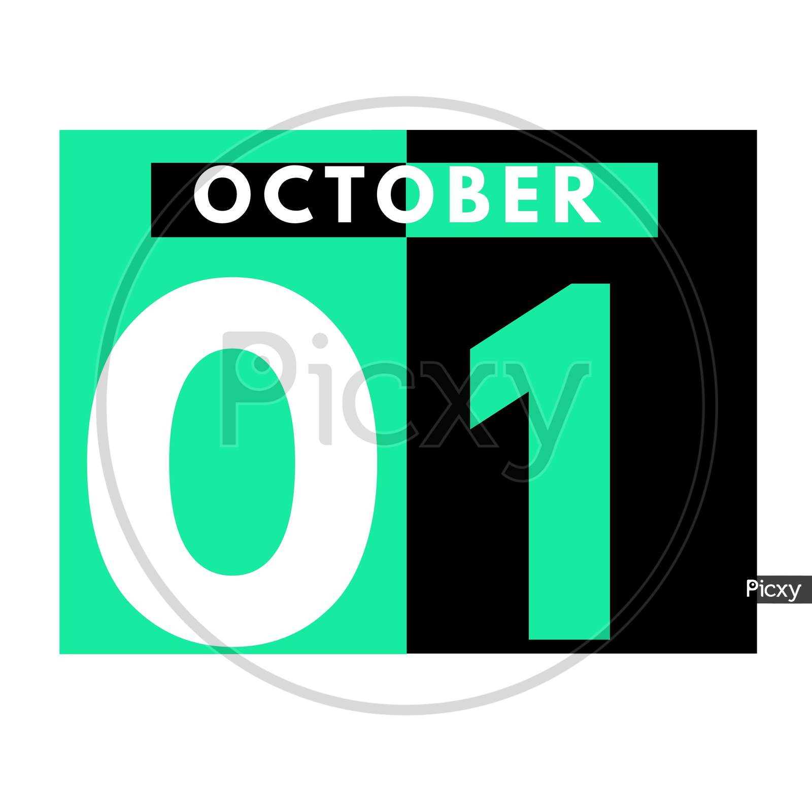 October 1 . Modern Daily Calendar Icon .Date ,Day, Month .Calendar For The Month Of October