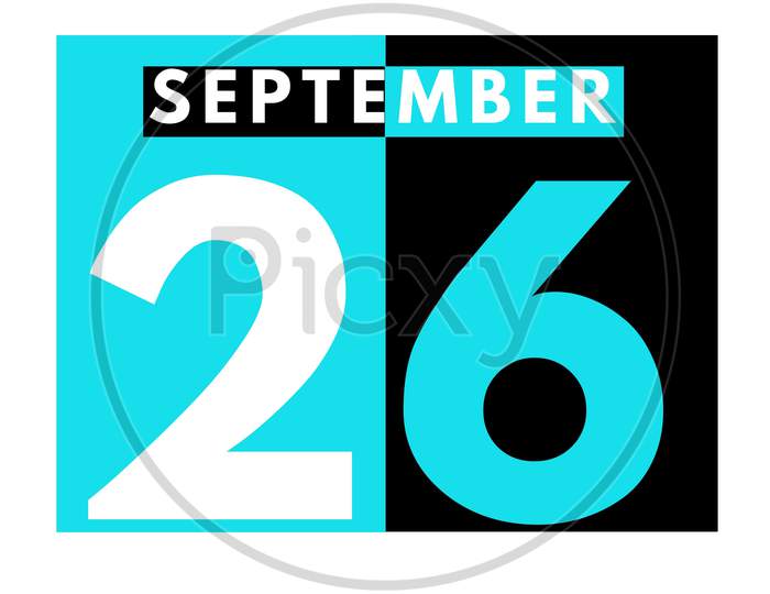 September 26 . Modern Daily Calendar Icon .Date ,Day, Month .Calendar For The Month Of September