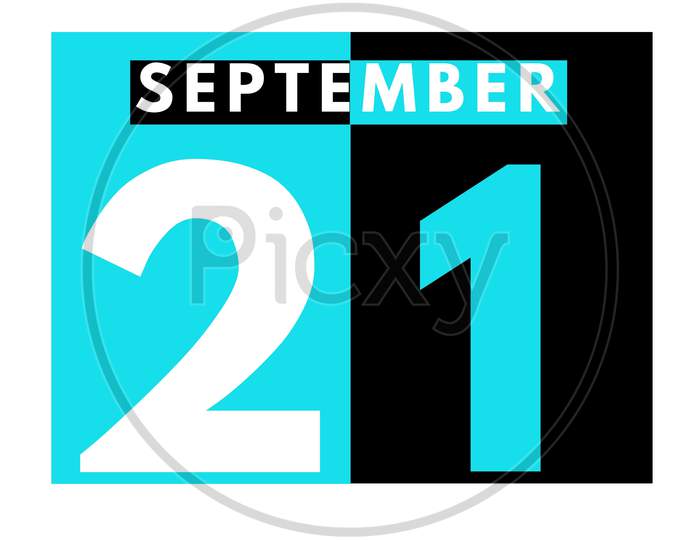 September 21 . Modern Daily Calendar Icon .Date ,Day, Month .Calendar For The Month Of September