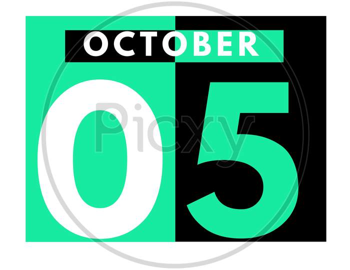 October 5 . Modern Daily Calendar Icon .Date ,Day, Month .Calendar For The Month Of October