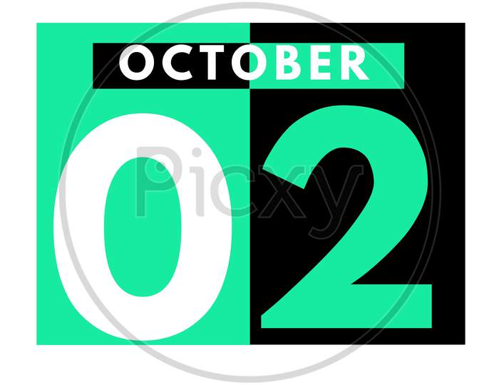 October 2 . Modern Daily Calendar Icon .Date ,Day, Month .Calendar For The Month Of October
