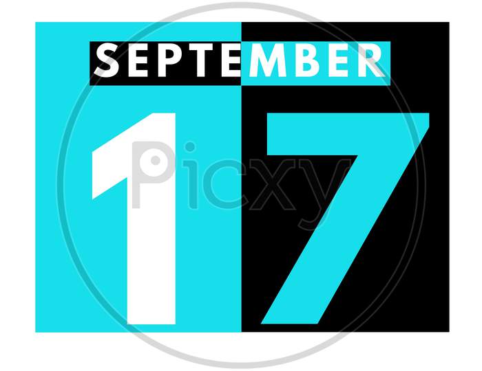 September 17 . Modern Daily Calendar Icon .Date ,Day, Month .Calendar For The Month Of September