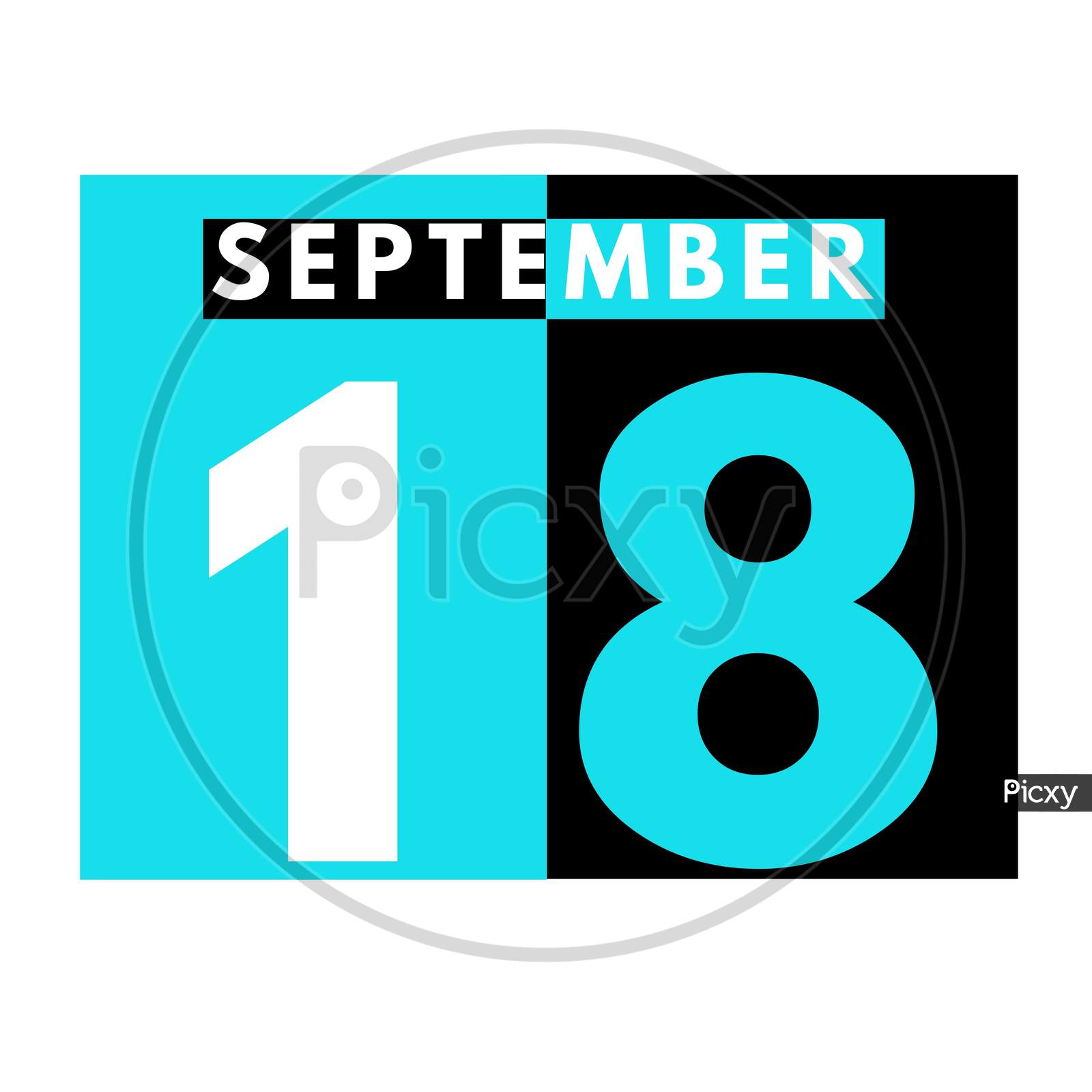 September 18 . Modern Daily Calendar Icon .Date ,Day, Month .Calendar For The Month Of September