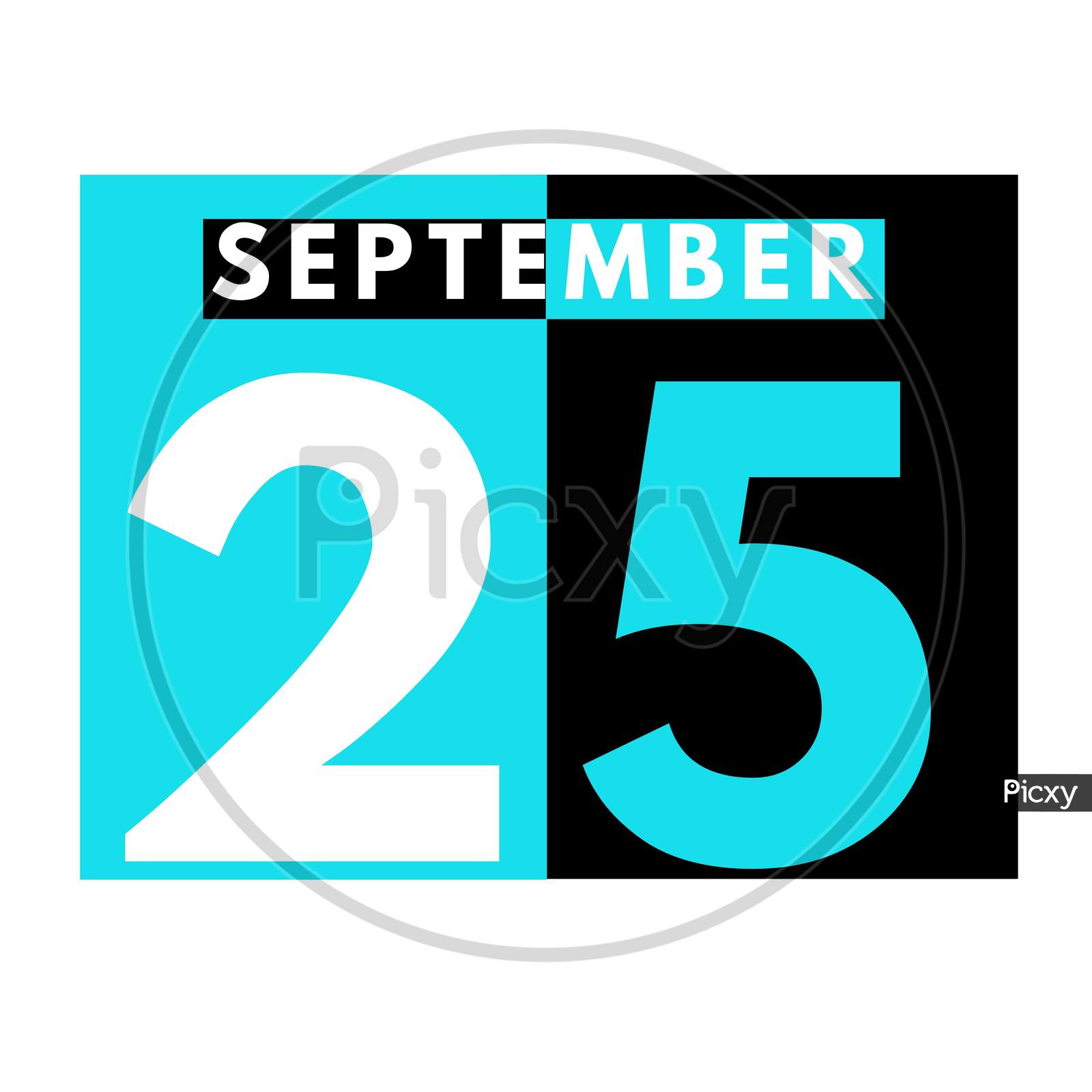September 25 . Modern Daily Calendar Icon .Date ,Day, Month .Calendar For The Month Of September