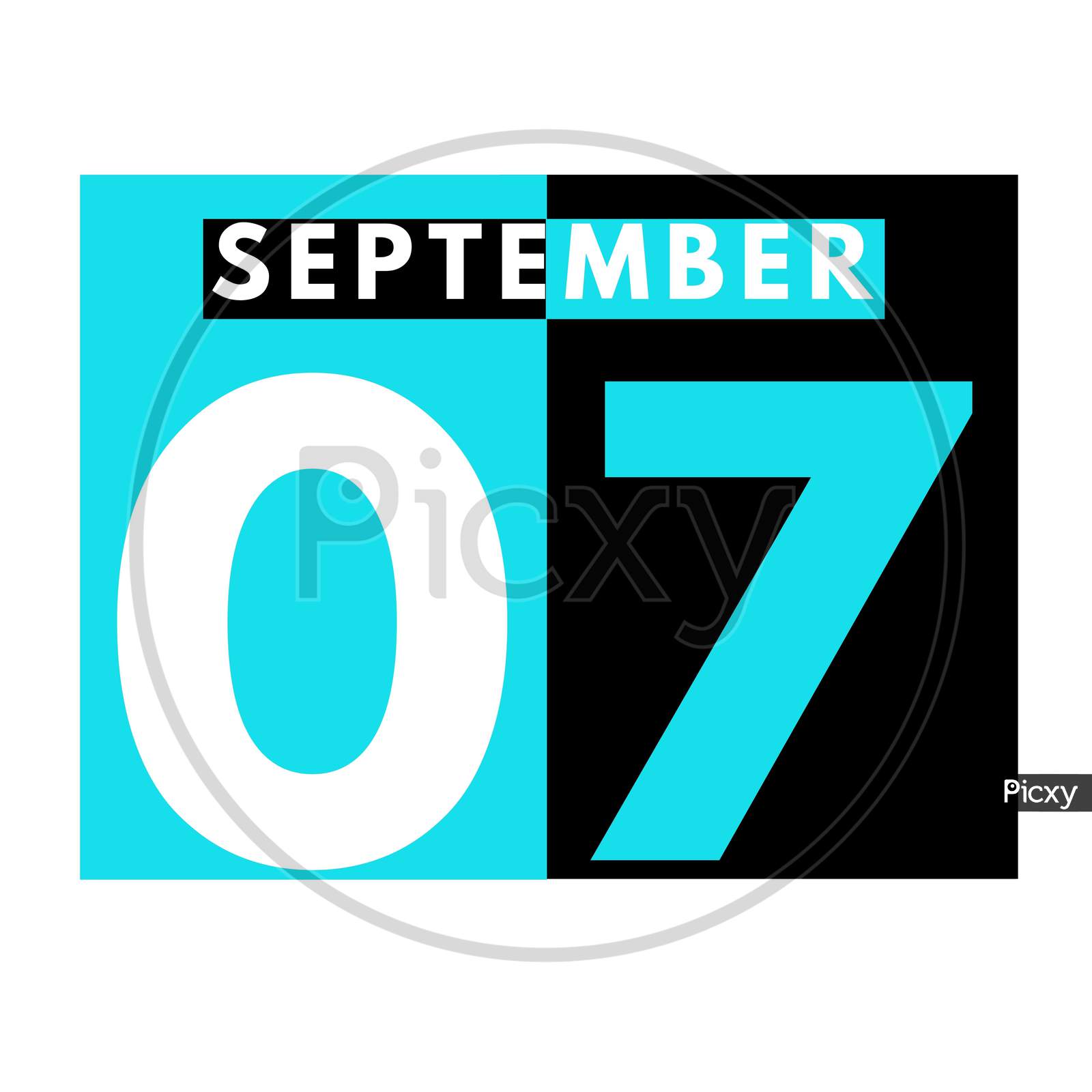 September 7 . Modern Daily Calendar Icon .Date ,Day, Month .Calendar For The Month Of September