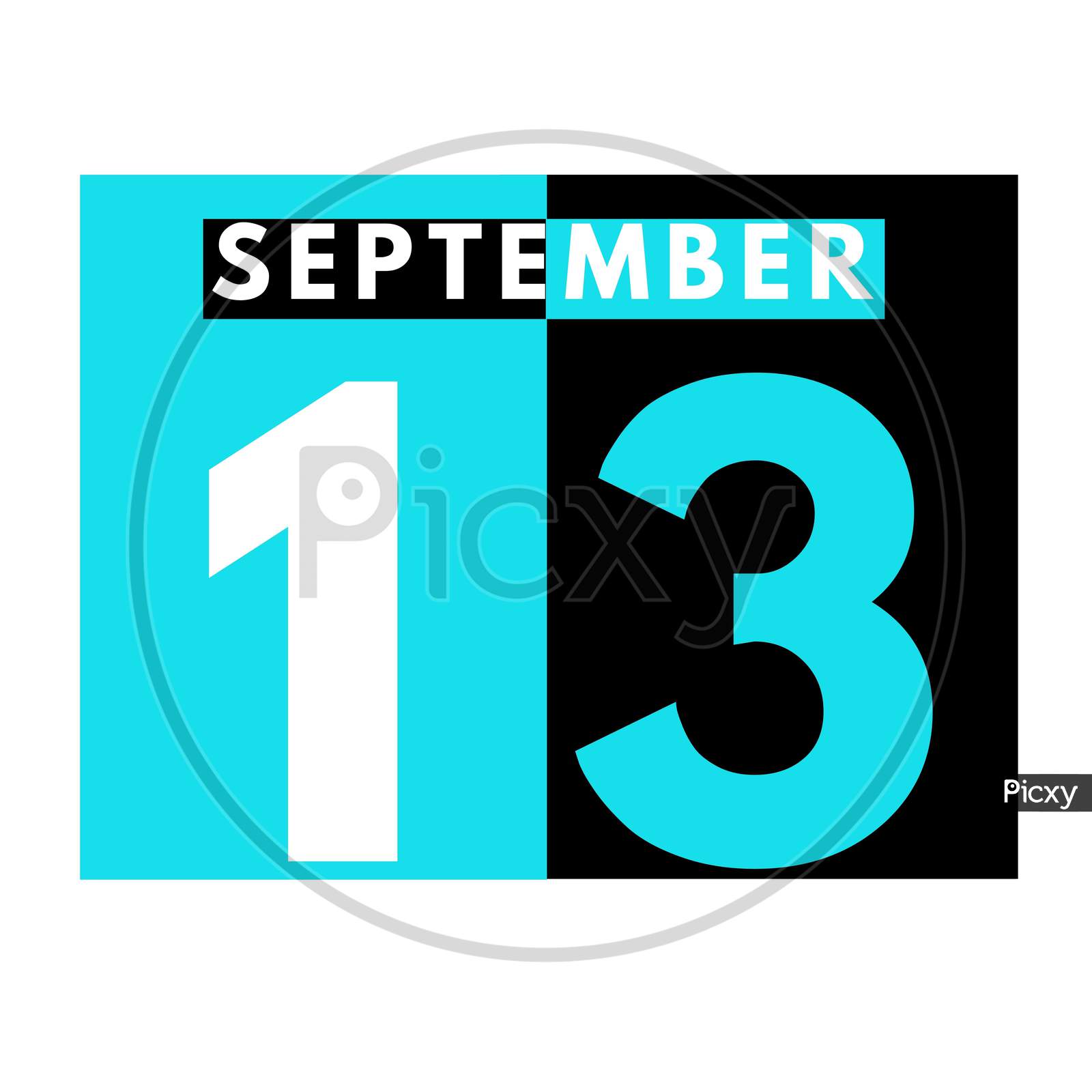 September 13 . Modern Daily Calendar Icon .Date ,Day, Month .Calendar For The Month Of September