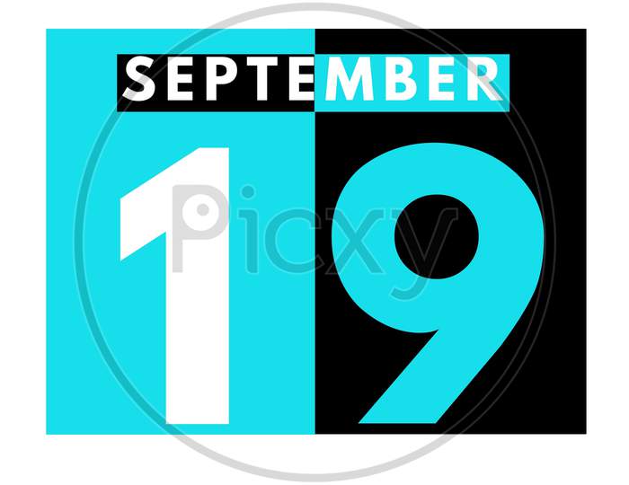 September 19 . Modern Daily Calendar Icon .Date ,Day, Month .Calendar For The Month Of September