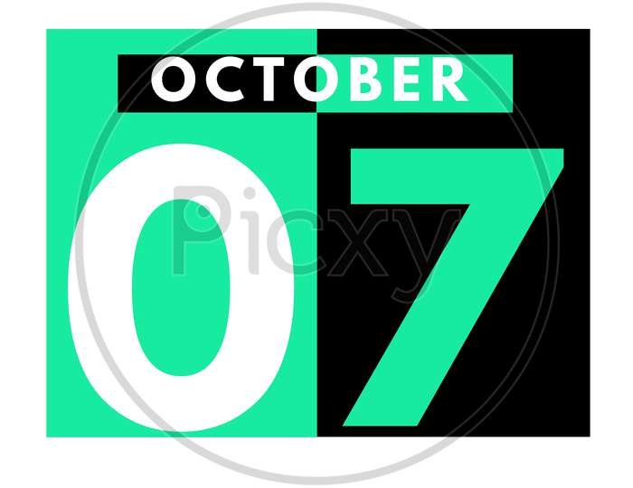 October 7 . Modern Daily Calendar Icon .Date ,Day, Month .Calendar For The Month Of October