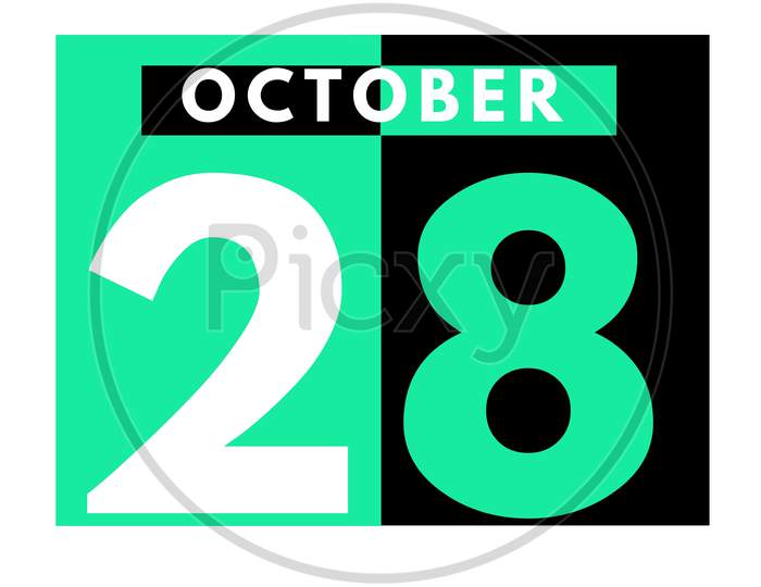 October 28 . Modern Daily Calendar Icon .Date ,Day, Month .Calendar For The Month Of October