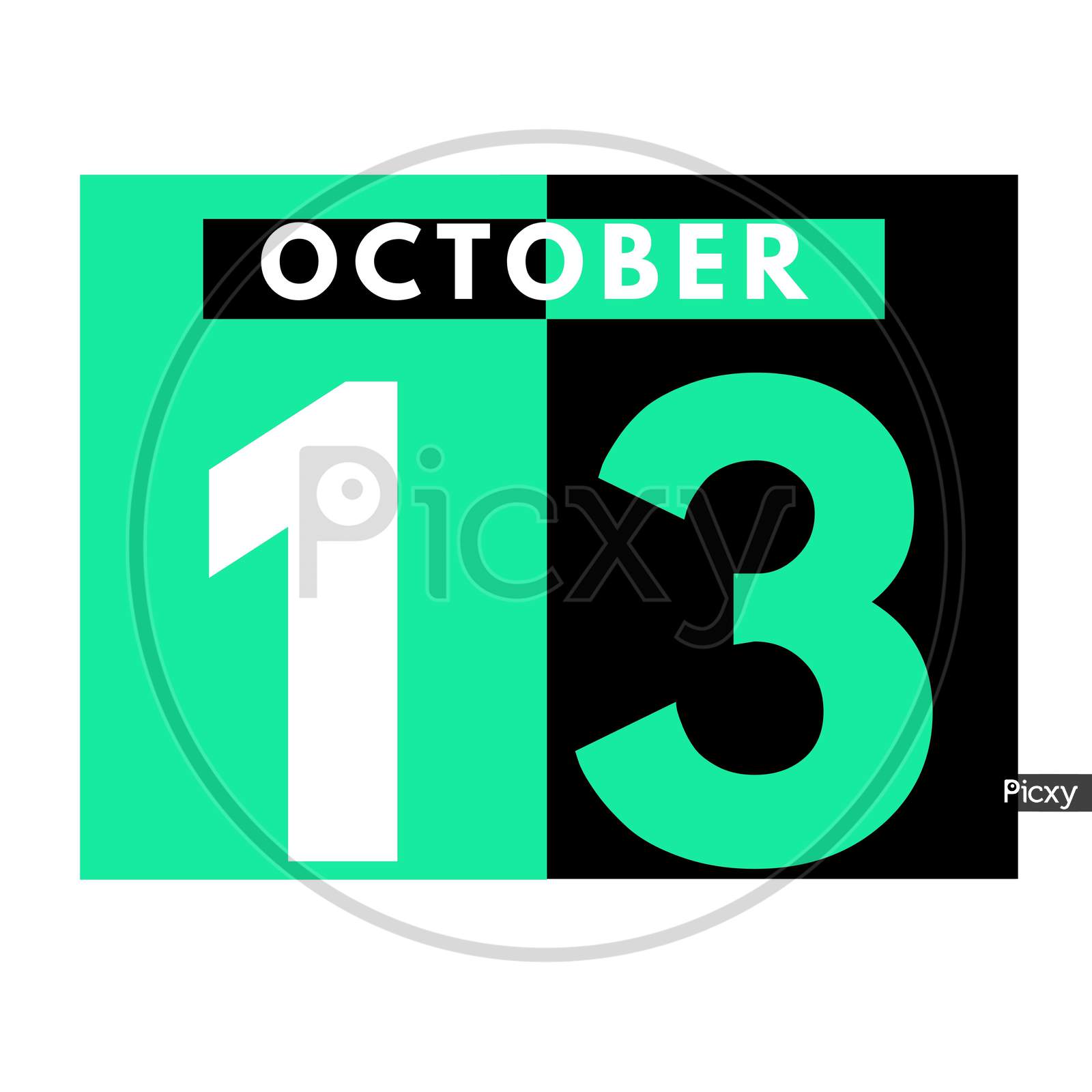 October 13 . Modern Daily Calendar Icon .Date ,Day, Month .Calendar For The Month Of October