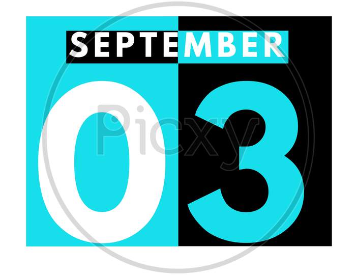 September 3 . Modern Daily Calendar Icon .Date ,Day, Month .Calendar For The Month Of September