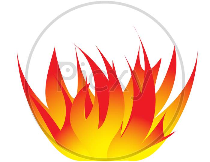 Red and orange fire flame.hot flaming element. Idea of energy and power. Isolated vector illustration
