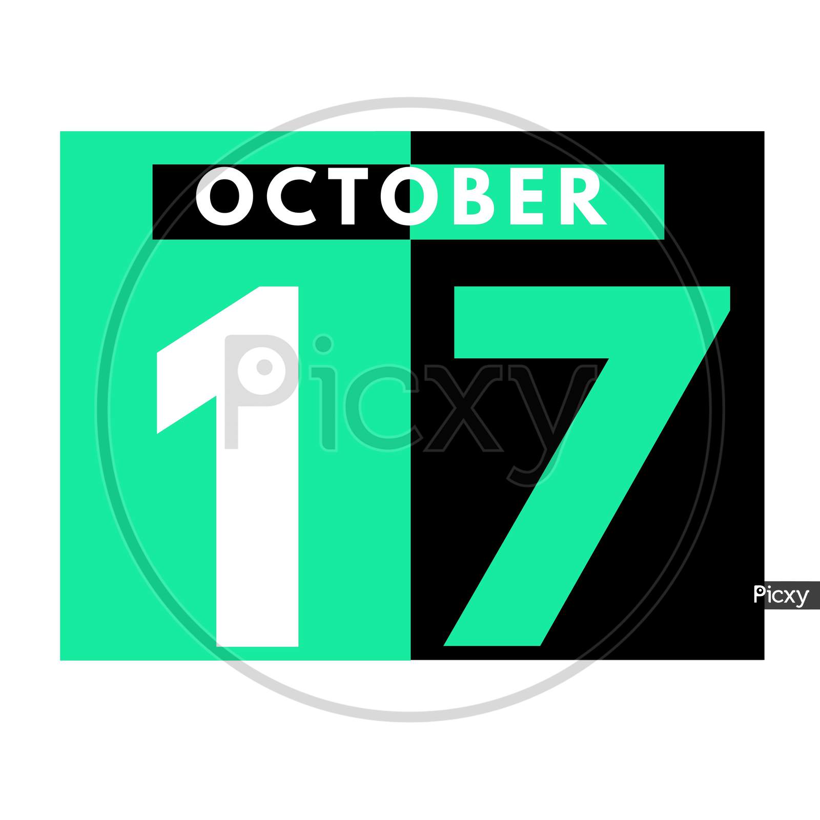October 17 . Modern Daily Calendar Icon .Date ,Day, Month .Calendar For The Month Of October