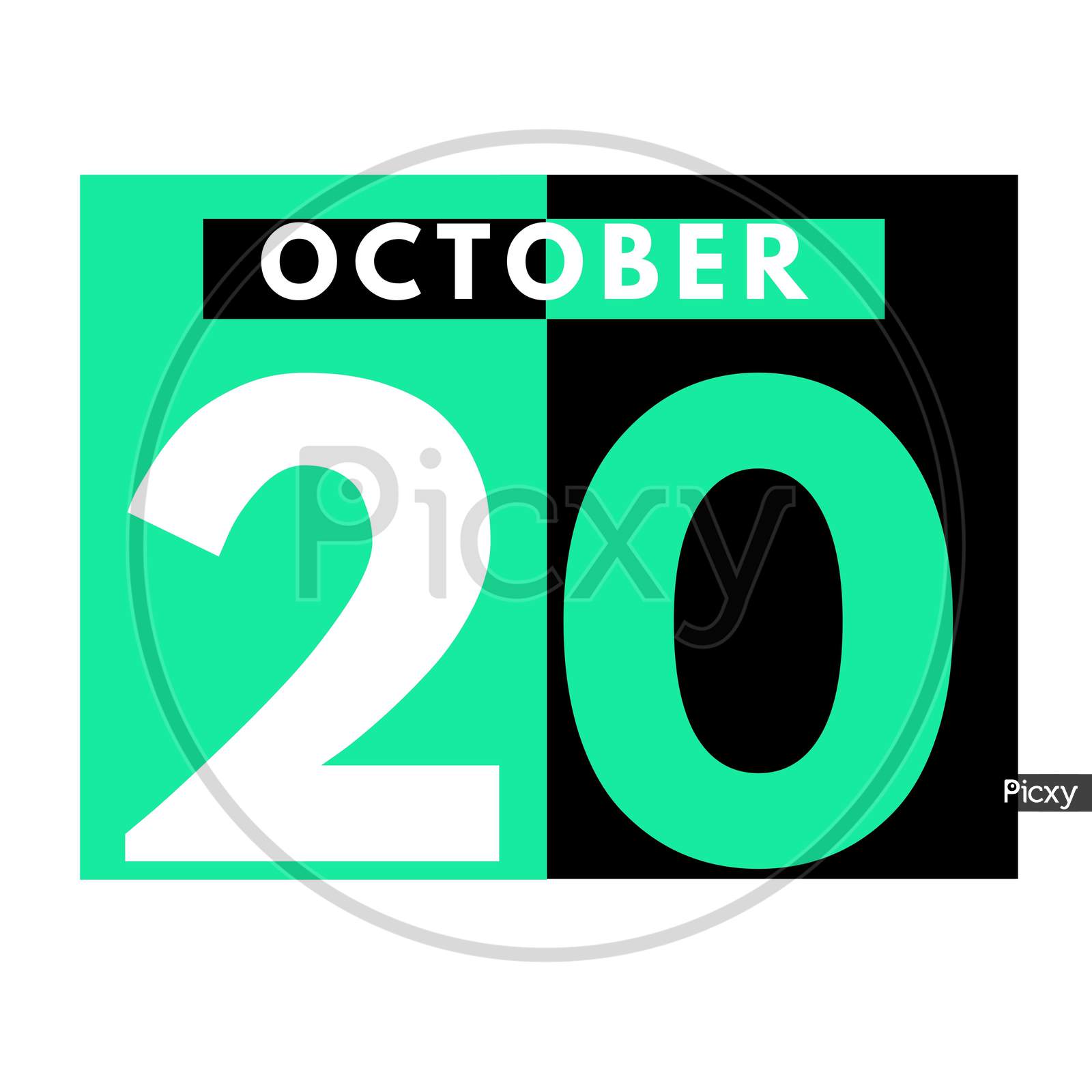October 20 . Modern Daily Calendar Icon .Date ,Day, Month .Calendar For The Month Of October