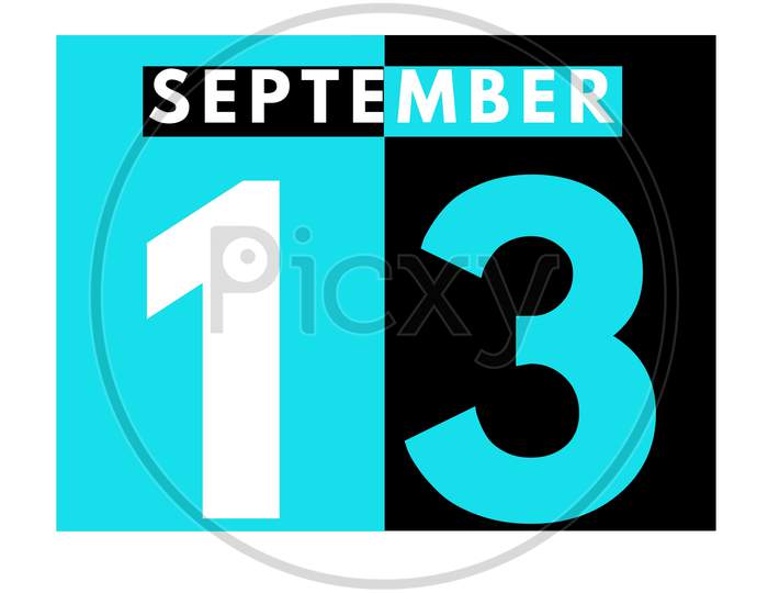 September 13 . Modern Daily Calendar Icon .Date ,Day, Month .Calendar For The Month Of September