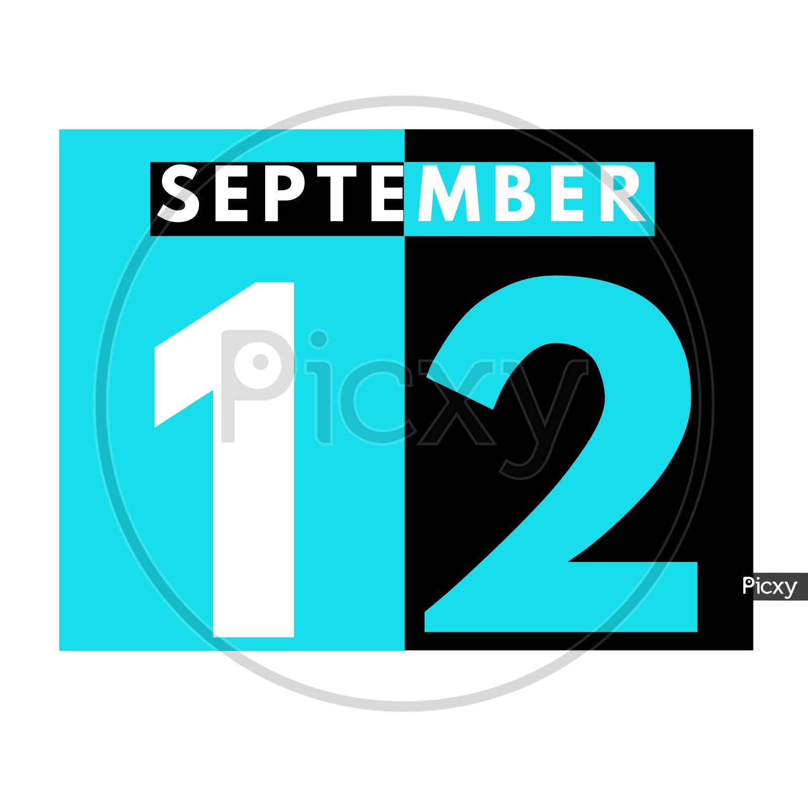 September 12 . Modern Daily Calendar Icon .Date ,Day, Month .Calendar For The Month Of September