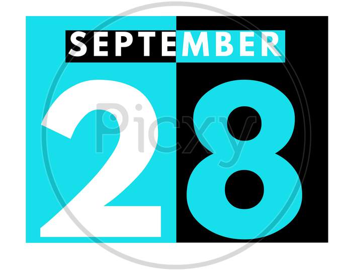 September 28 . Modern Daily Calendar Icon .Date ,Day, Month .Calendar For The Month Of September