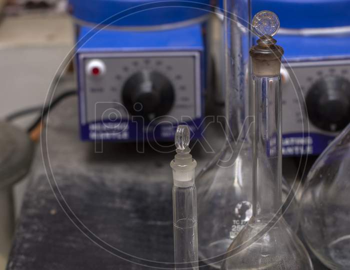 18Th August, 2021, Kolkata, West Bengal,India: Different Types Of Testing Jars Or Tubes In A Laboratory.