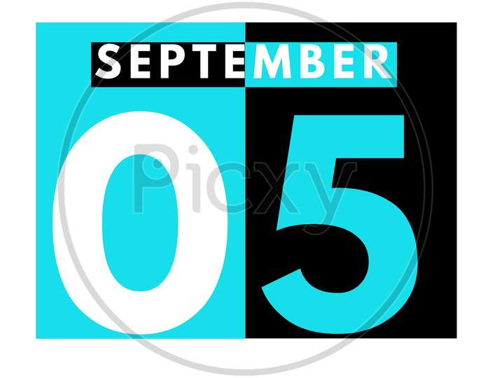 September 5 . Modern Daily Calendar Icon .Date ,Day, Month .Calendar For The Month Of September