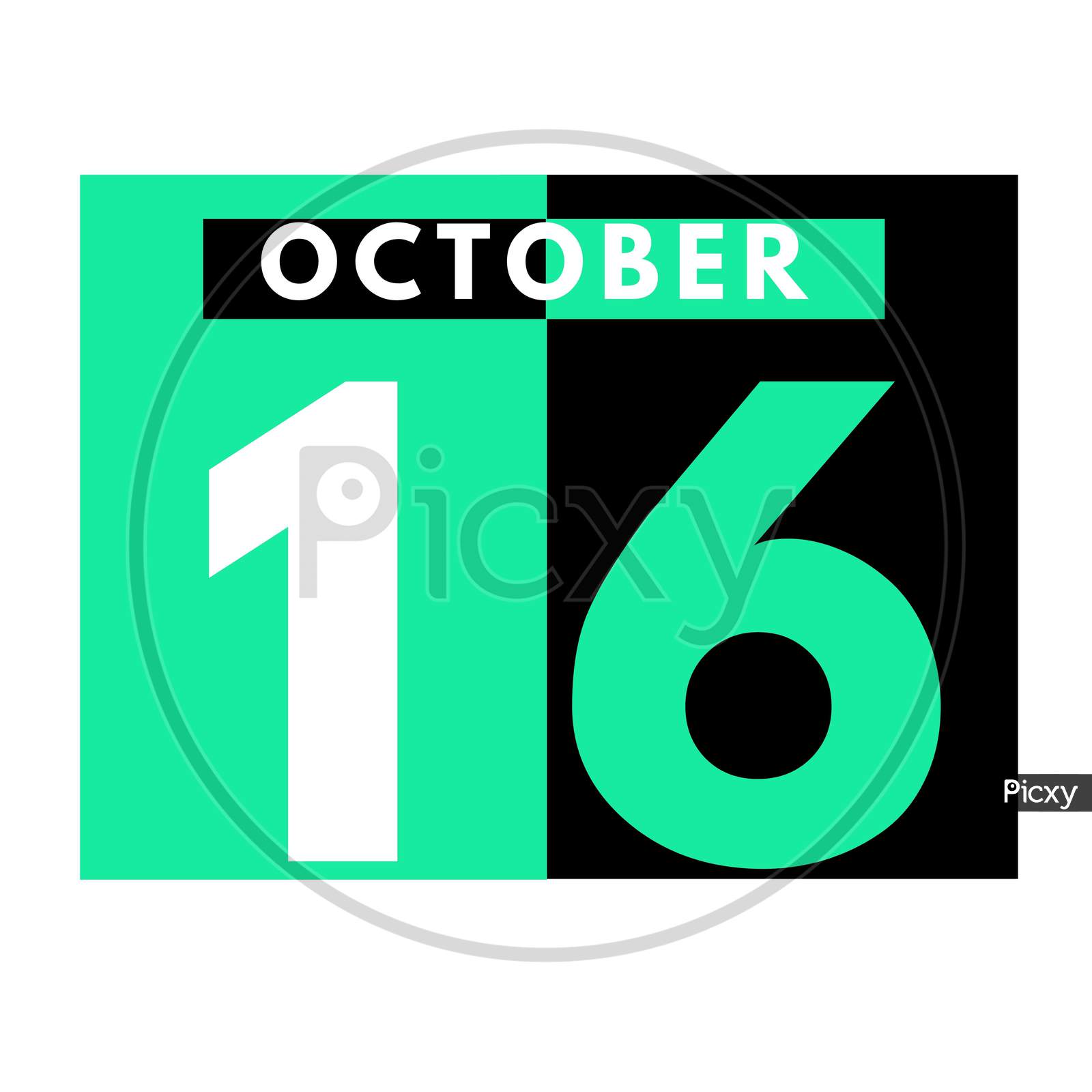 October 16 . Modern Daily Calendar Icon .Date ,Day, Month .Calendar For The Month Of October