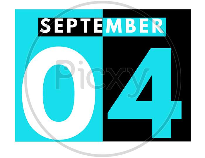 September 4 . Modern Daily Calendar Icon .Date ,Day, Month .Calendar For The Month Of September