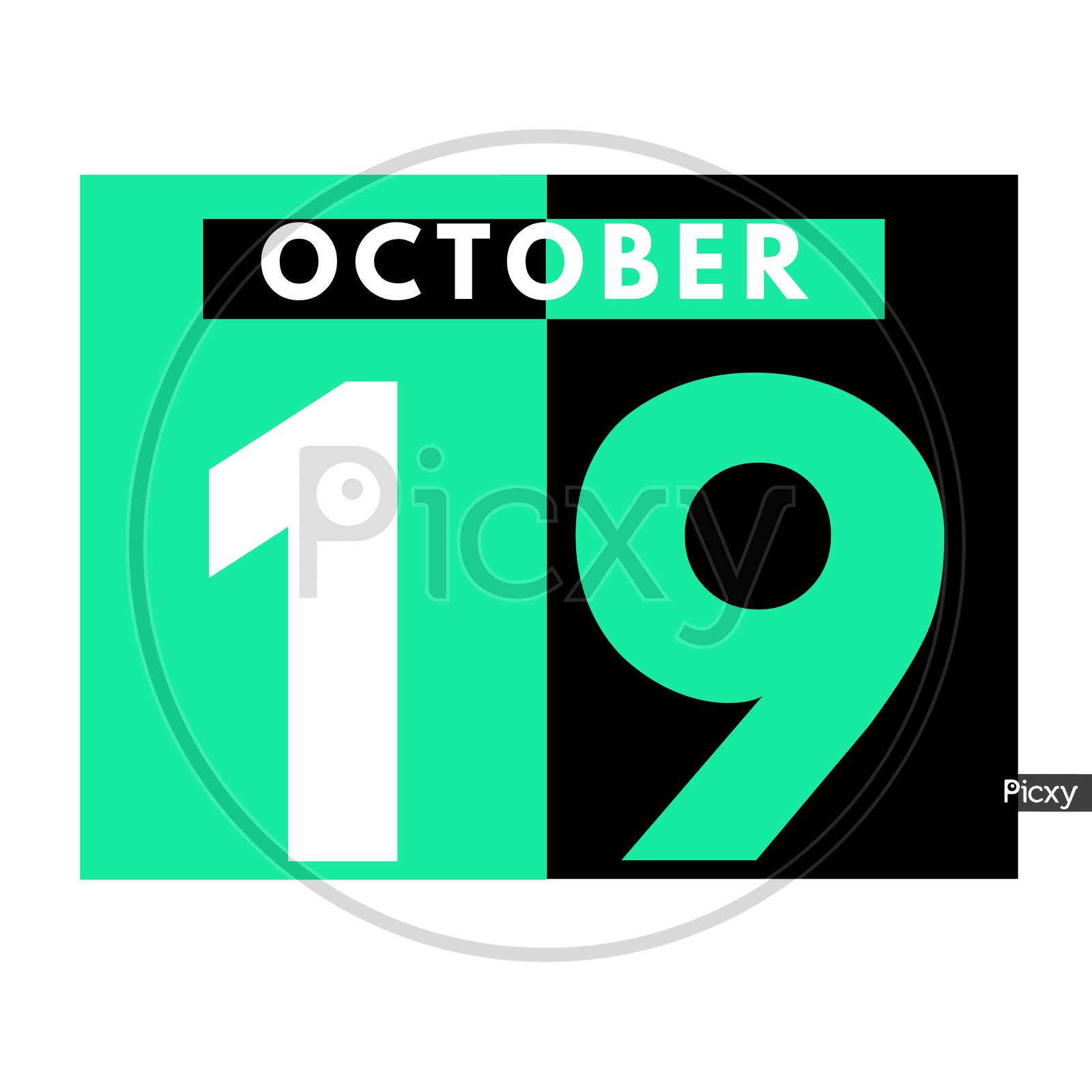 October 19 . Modern Daily Calendar Icon .Date ,Day, Month .Calendar For The Month Of October