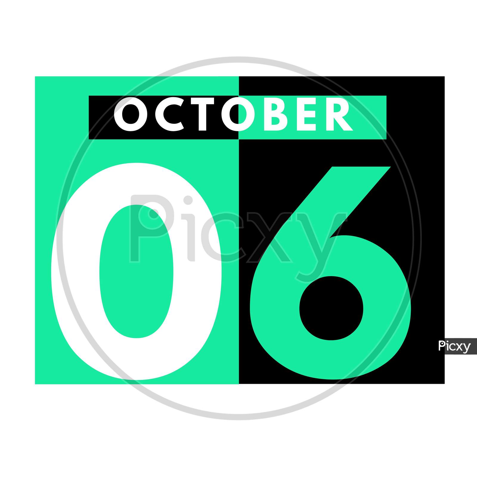 October 6 . Modern Daily Calendar Icon .Date ,Day, Month .Calendar For The Month Of October