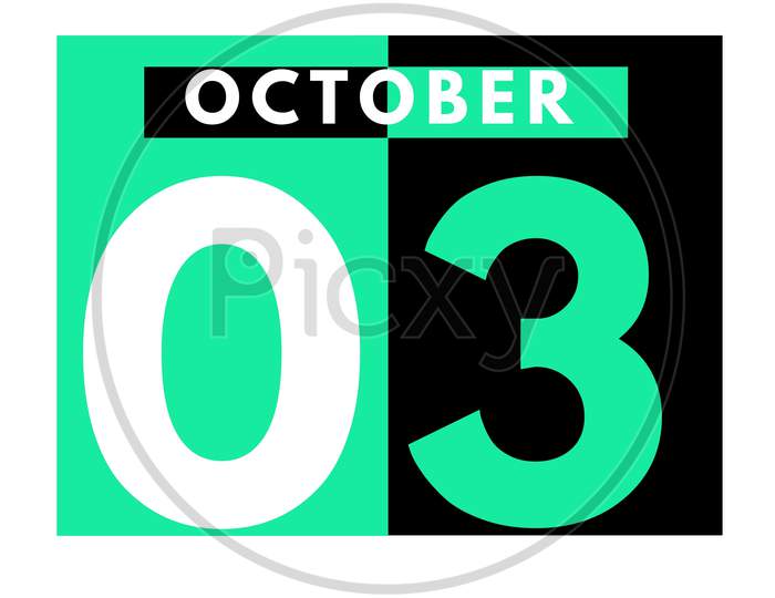 October 3 . Modern Daily Calendar Icon .Date ,Day, Month .Calendar For The Month Of October
