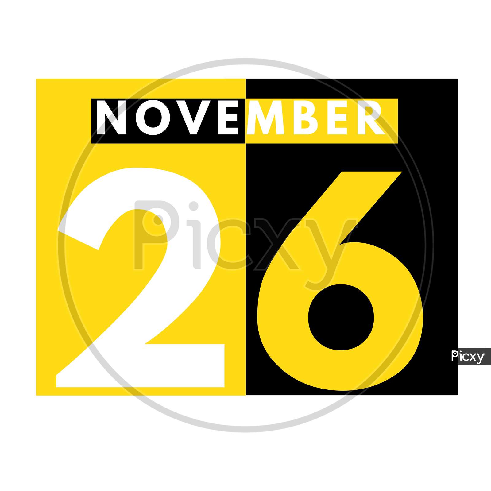 November 26 . Modern Daily Calendar Icon .Date ,Day, Month .Calendar For The Month Of November