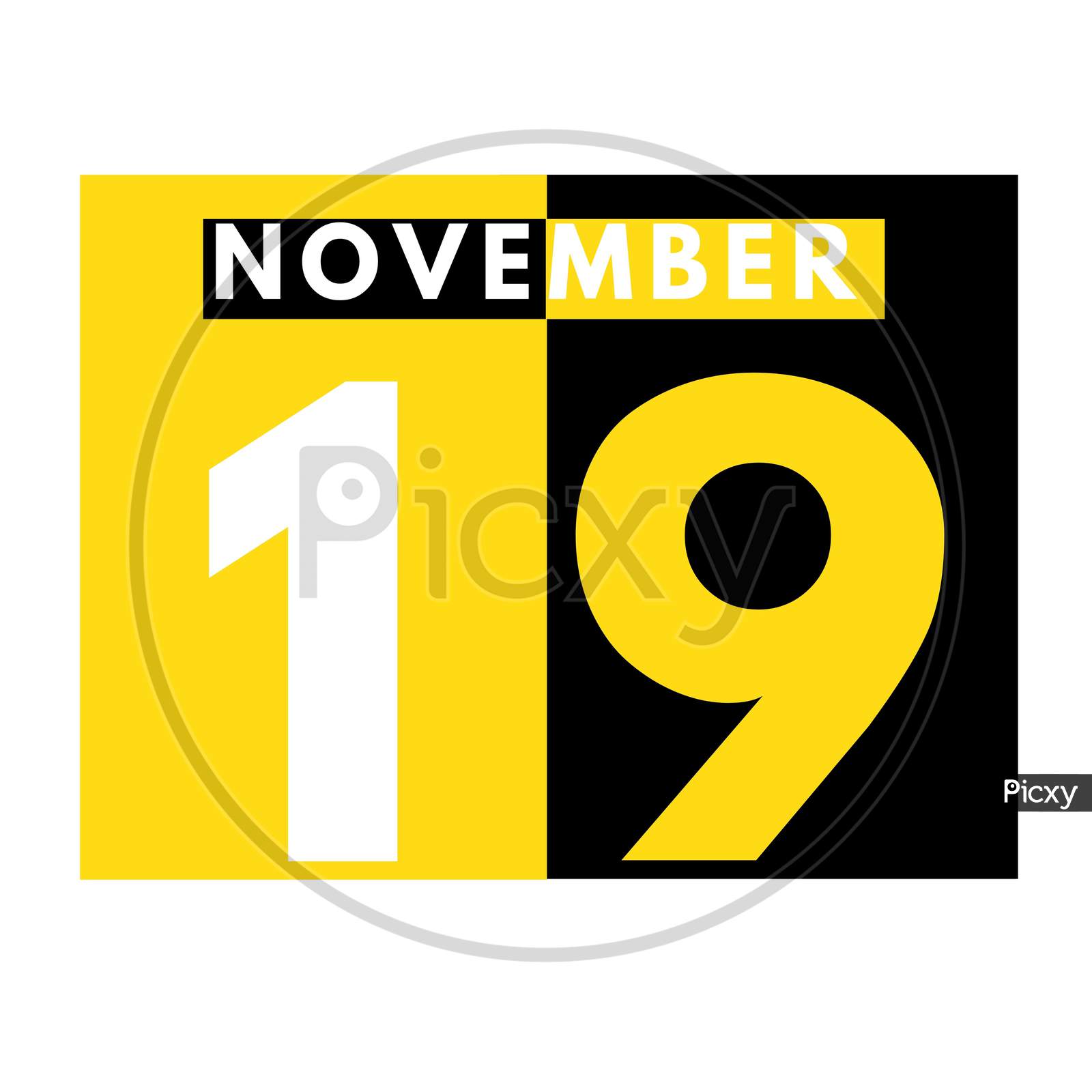November 19 . Modern Daily Calendar Icon .Date ,Day, Month .Calendar For The Month Of November