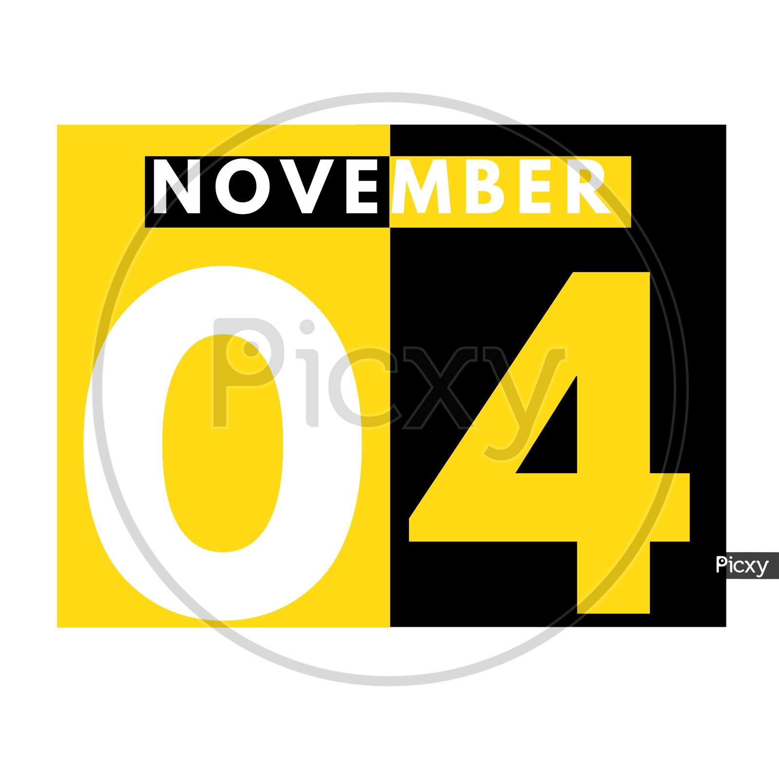 November 4 . Modern Daily Calendar Icon .Date ,Day, Month .Calendar For The Month Of November