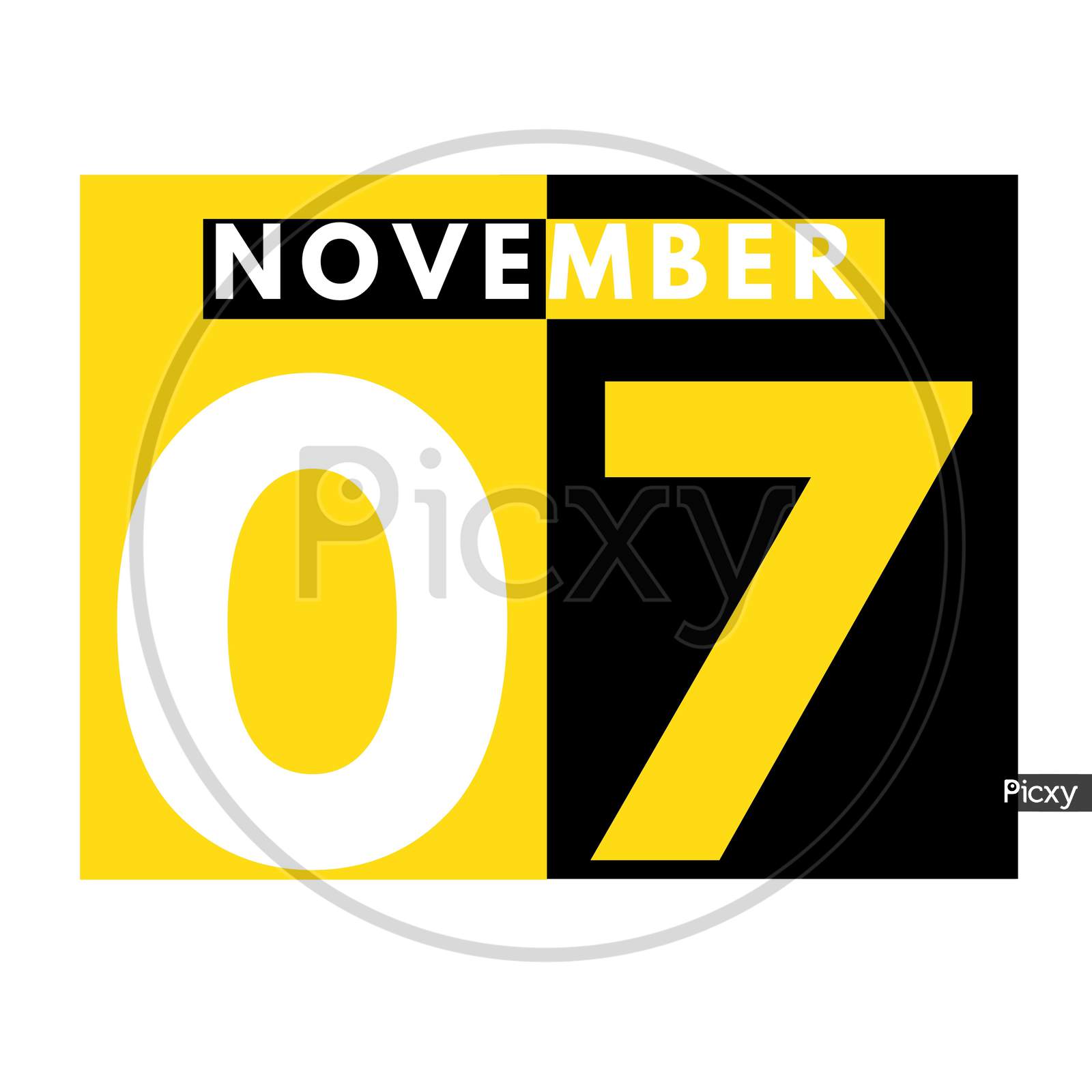 November 7 . Modern Daily Calendar Icon .Date ,Day, Month .Calendar For The Month Of November