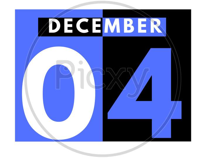 December 4 . Modern Daily Calendar Icon .Date ,Day, Month .Calendar For The Month Of December