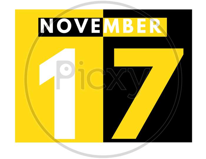 November 17 . Modern Daily Calendar Icon .Date ,Day, Month .Calendar For The Month Of November